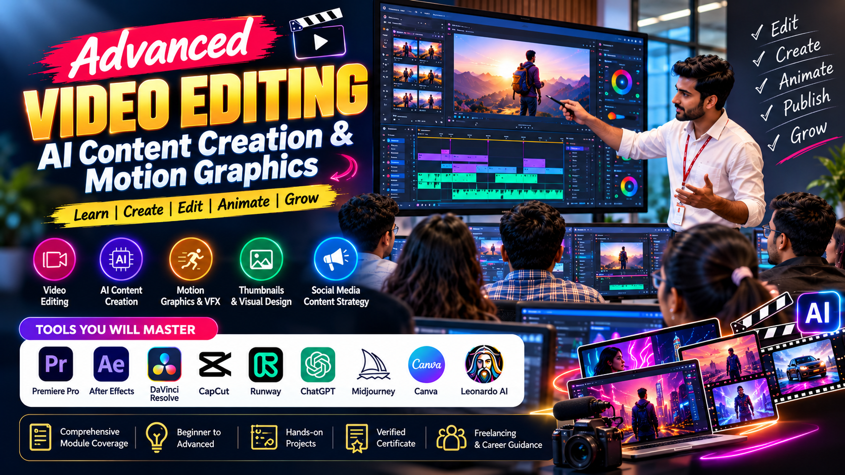 Advanced Video Editing, AI Content Creation & Motion Graphics
